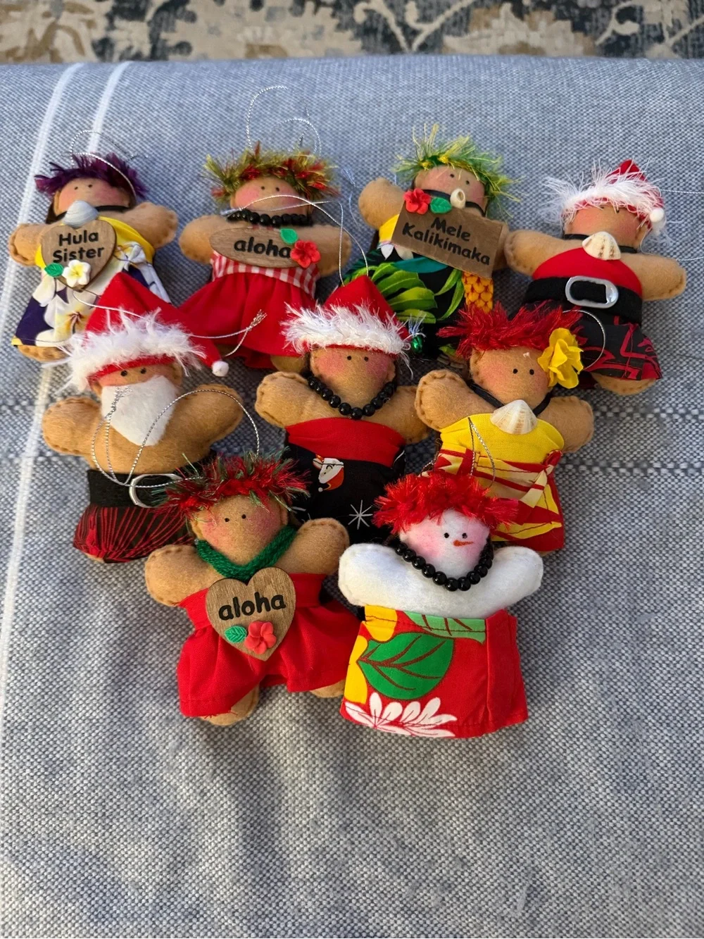 Hawaiian Felt Christmas Ornament Bundle lot of 9
